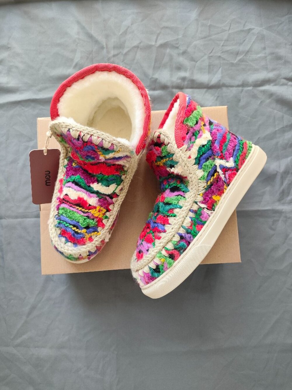 Mou multicolored knitted wool snow boots